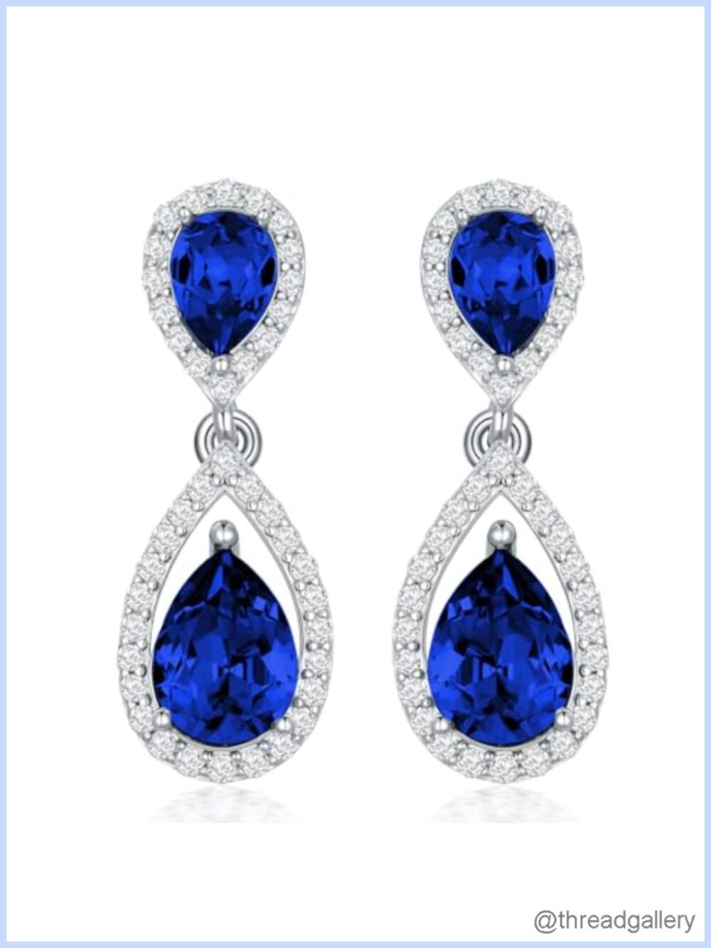 Sterling Silver Birthstone Dangle Earrings Moissanite Accent Teardrop Drop